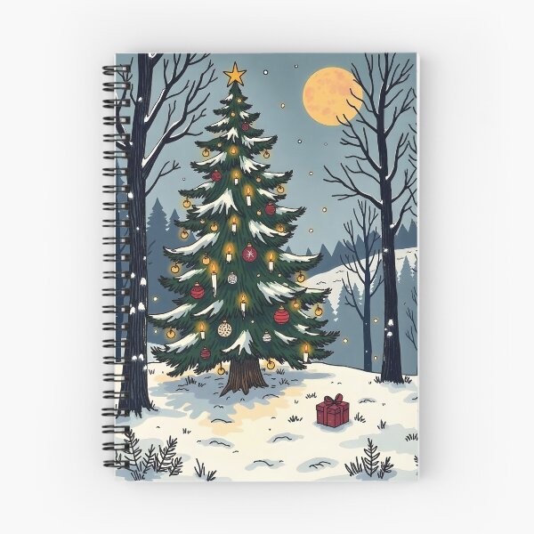 Item preview, Snowy Forest Christmas Tree with Candles and Ornaments designed and sold by Connys Colorful World.