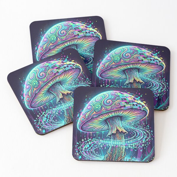 Item preview, Psychedelic Digital Mushroom Binary Code Cyberpunk designed and sold by IriArt-Designs.