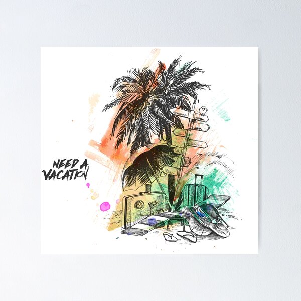 Item preview, Tropical Beach Vacation Palm Trees Illustration designed and sold by DesignByUmza.