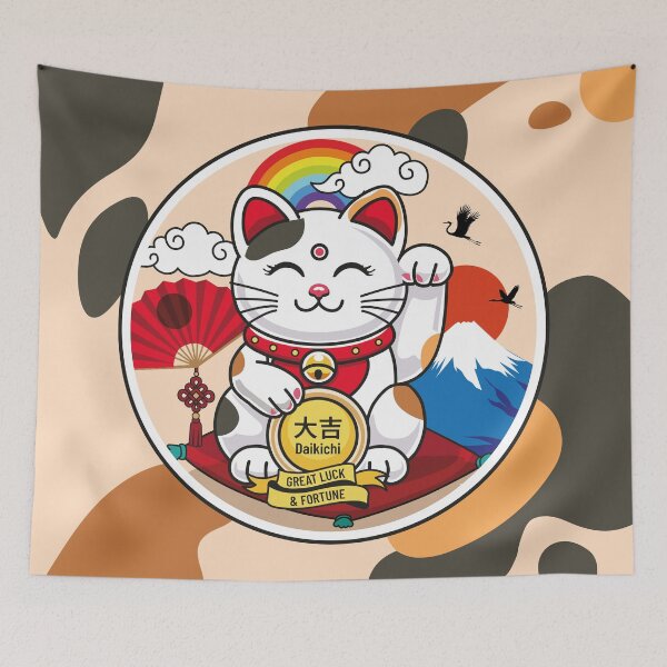 Item preview, Calico Lucky Cat of Great Luck and Fortune designed and sold by Vector Woofs.