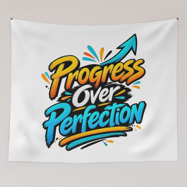 Item preview, Progress Over Perfection Motivational Quote designed and sold by Design Sounds Studio.