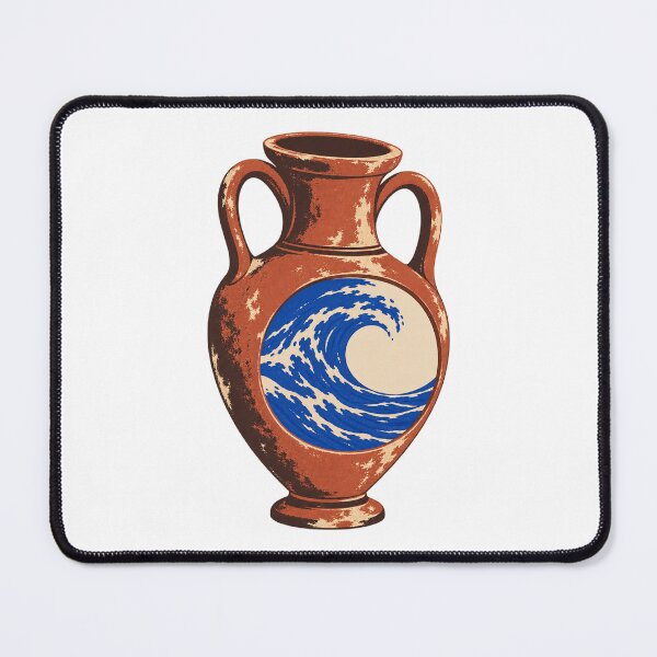 Item preview, Terracotta Amphora with Curling Cobalt Wave designed and sold by Fawn Crafts.