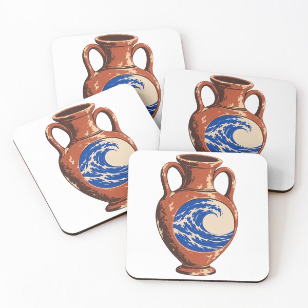Item preview, Terracotta Amphora with Curling Cobalt Wave designed and sold by Fawn Crafts.