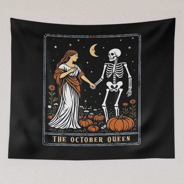 Item preview, The October Queen Tarot Card Halloween Skeleton Aesthetic designed and sold by smiadraspi.