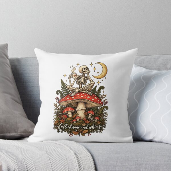 Item preview, Full of Rage and Whimsy Skeleton Mushroom Coffee Gothic Cottagecore Halloween Graphic designed and sold by PixelForge Studio2.