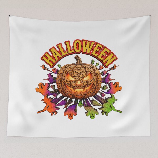Item preview, Spooky Halloween Pumpkin Wooden Puzzle Art - 3D Ghost Graphic designed and sold by VisualVerseLab.