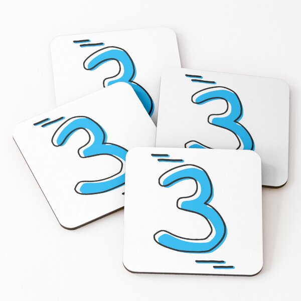 Item preview, Number 3 - Bold Blue Artistic Numeral Design designed and sold by Dyche Studio.