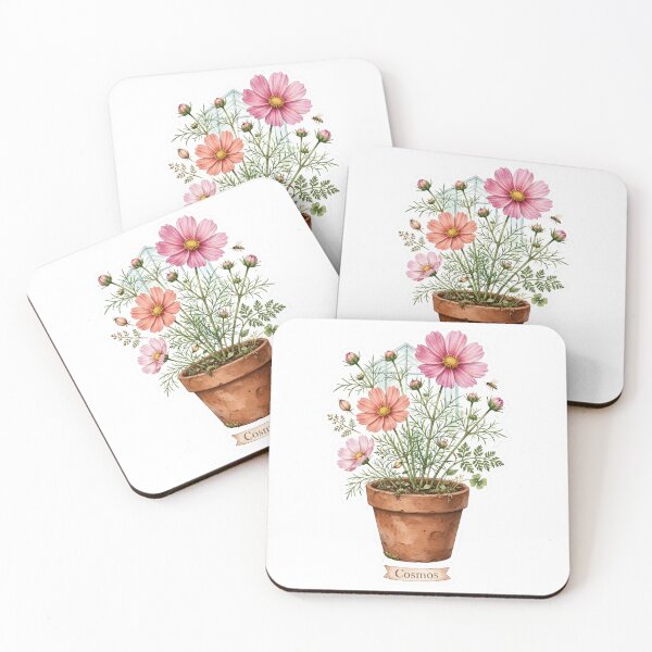 Item preview, Pink Cosmos Terracotta Flower Sticker designed and sold by RareBotanical .