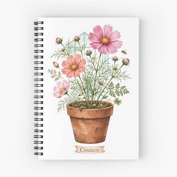Item preview, Pegatina de flor de terracota Cosmos rosa designed and sold by FineLineBotanical .