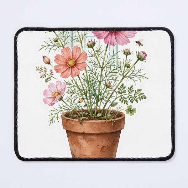 Item preview, Pink Cosmos Terracotta Flower Sticker designed and sold by RareBotanical .