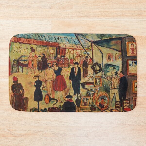 Item preview, Vintage Paris Wall Art, Marché aux Puces Flea Market Scene, Mache French Illustration designed and sold by RickE.