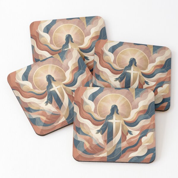 Item preview, Abstract Sacred Art of Jesus with Cross and Waves of Light designed and sold by MantoSagrado.