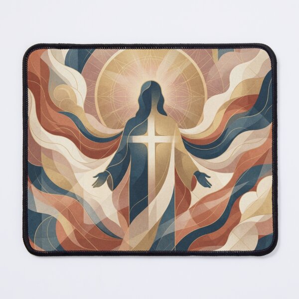 Item preview, Abstract Sacred Art of Jesus with Cross and Waves of Light designed and sold by MantoSagrado.