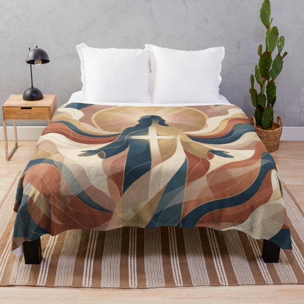 Item preview, Abstract Sacred Art of Jesus with Cross and Waves of Light designed and sold by MantoSagrado.