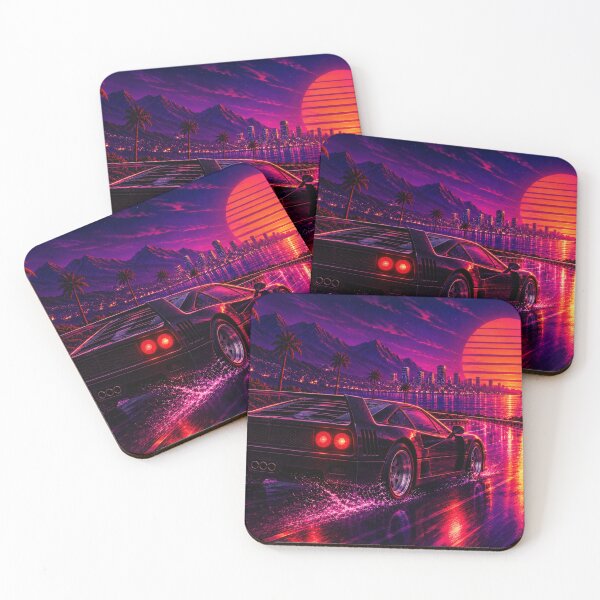 Item preview, Neon Night – Black Ferrari F40 designed and sold by Pixel Sakura Gallery.