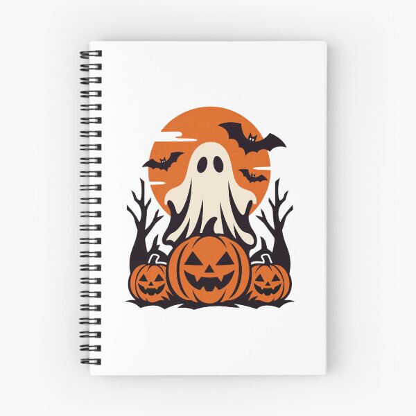 Item preview, Halloween Ghost Moon and Pumpkins designed and sold by LuveraxArt.