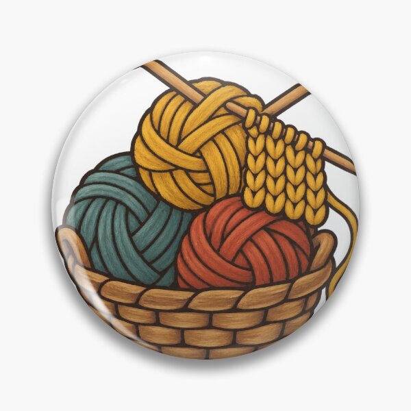 Item preview, Basket of Chunky Yarn With Knitting Needles designed and sold by eignvalue.