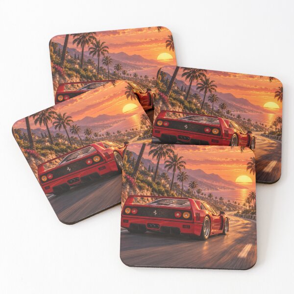 Item preview, Summer escape – Ferrari F40 at sunset designed and sold by Pixel Sakura Gallery.