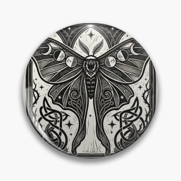 Item preview, Celestial Luna Moth Moon Phase Linocut designed and sold by BrFrong.