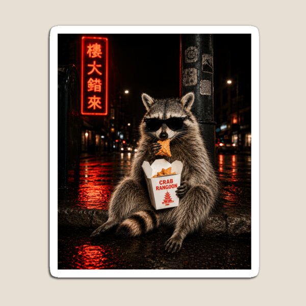 Item preview, Funny Raccoon Eating Crab Rangoon On The Street designed and sold by 76Valeria.