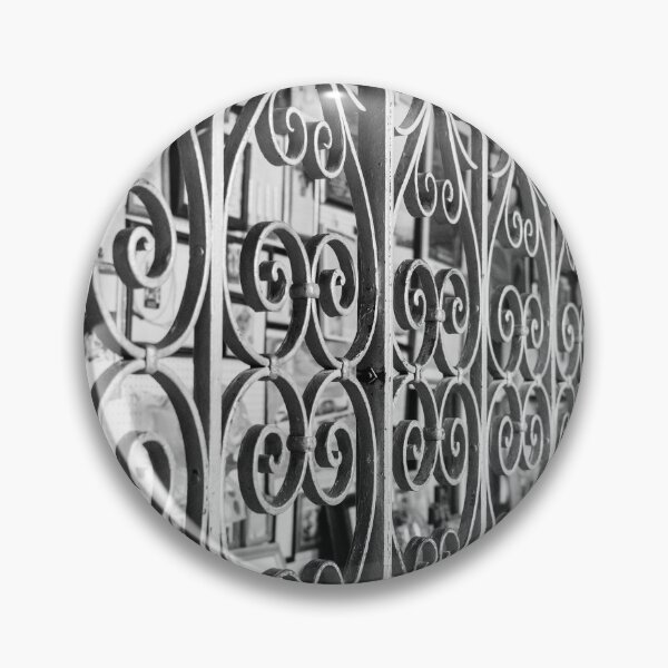 Item preview, Ornate Wrought Iron Gate With Decorative Scrollwork In Front Of Vintage Shop Display designed and sold by Nmallia.