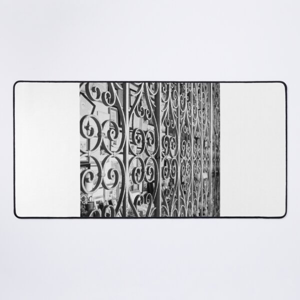 Item preview, Ornate Wrought Iron Gate With Decorative Scrollwork In Front Of Vintage Shop Display designed and sold by Nmallia.