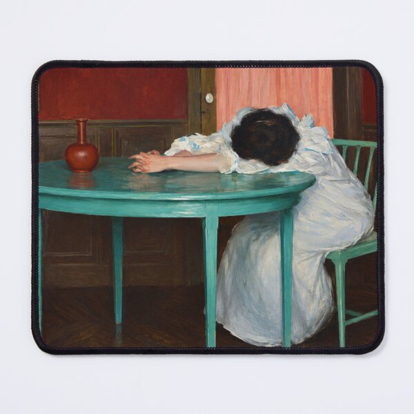 Item preview, Vintage Woman Wall Art, Woman at a Table Painting, Ramon Casas Art Nouveau Decor designed and sold by RickE.