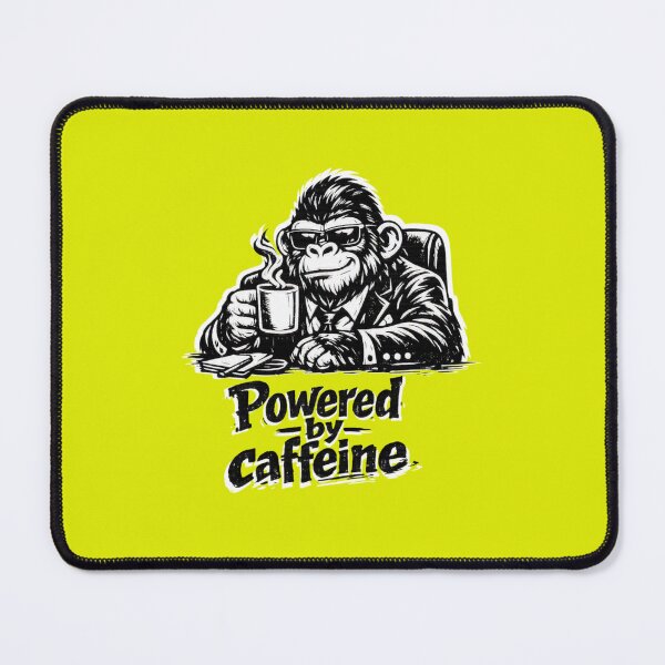 Item preview, Powered by Caffeine Monkey Coffee Lover Funny Office Humor Design designed and sold by Cabrasco.