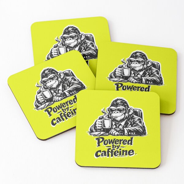 Item preview, Powered by Caffeine Monkey Coffee Lover Funny Office Humor Design designed and sold by Cabrasco.