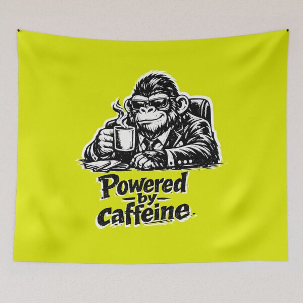Item preview, Powered by Caffeine Monkey Coffee Lover Funny Office Humor Design designed and sold by Cabrasco.