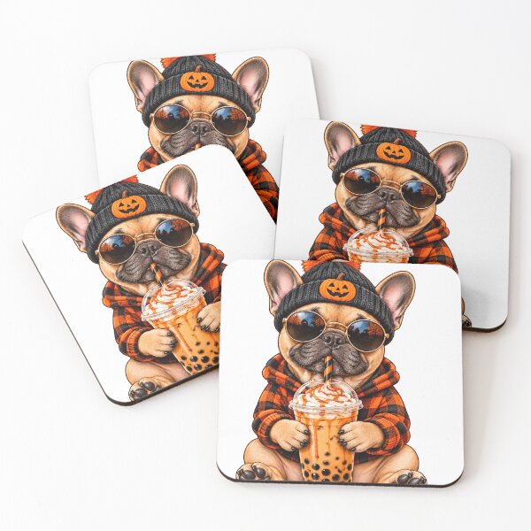 Item preview, French Bulldog Halloween Iced Coffee Sunglasses Pumpkin Fall Dog Lover designed and sold by PixelForge Studio2.