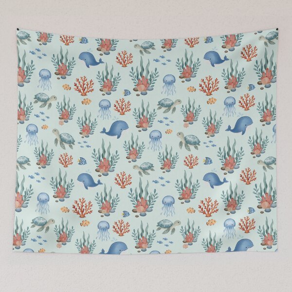 Item preview, Whimsical Ocean Friends Seamless Pattern designed and sold by SheHood.