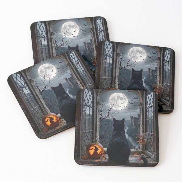Item preview, Black Cat Window View Full Moon Halloween designed and sold by Mindworx21.