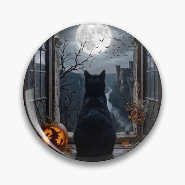 Item preview, Black Cat Window View Full Moon Halloween designed and sold by Mindworx21.