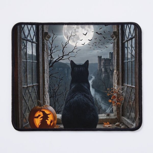 Item preview, Black Cat Window View Full Moon Halloween designed and sold by Mindworx21.