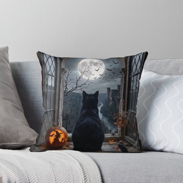 Item preview, Black Cat Window View Full Moon Halloween designed and sold by Mindworx21.