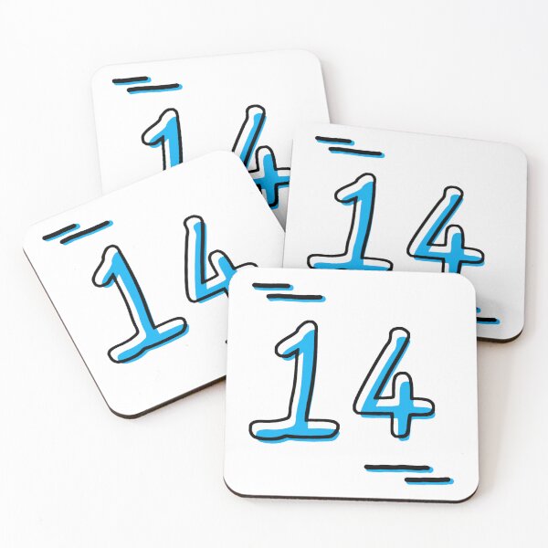 Item preview, Number 14 - Bold Blue Artistic Numeral Design designed and sold by Dyche Studio.