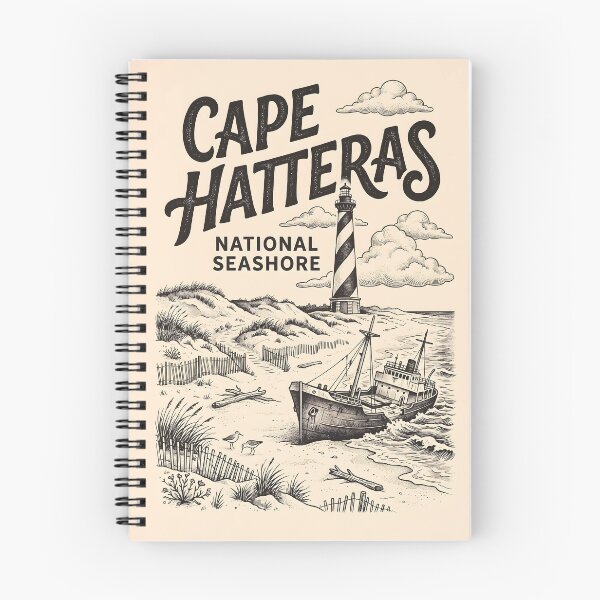 Item preview, Cape Hatteras National Seashore Vintage Shipwreck Lighthouse Art designed and sold by Wild Places Paper Co..