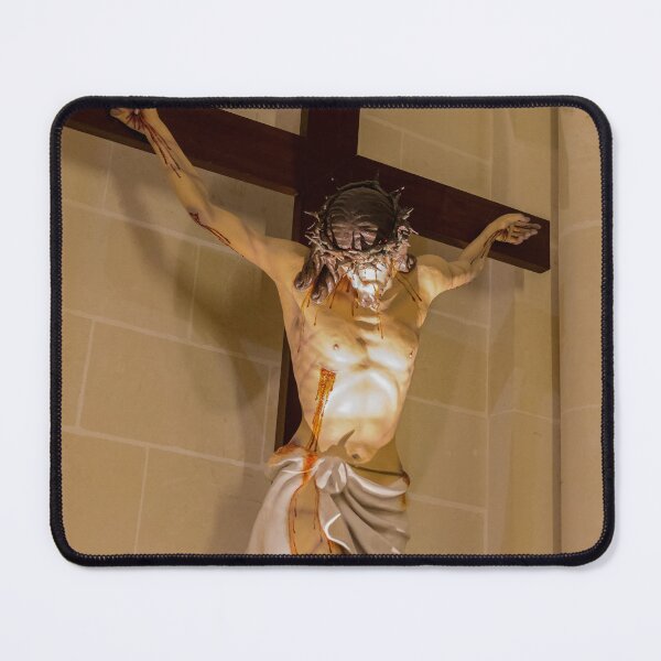 Item preview, Jesus Crucifix Statue On Cross In Church Interior Depicting Crucifixion And Religious Suffering designed and sold by Nmallia.