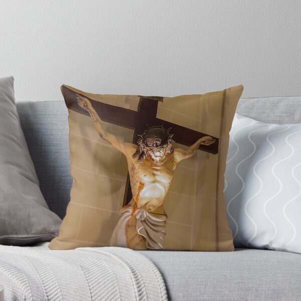 Item preview, Jesus Crucifix Statue On Cross In Church Interior Depicting Crucifixion And Religious Suffering designed and sold by Nmallia.