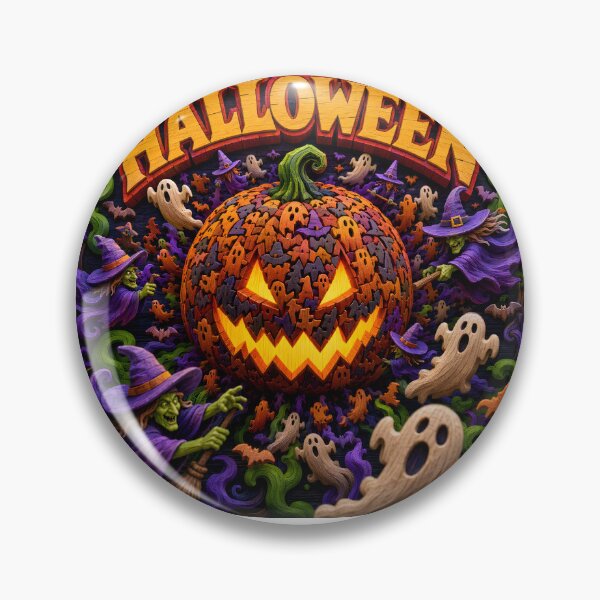 Item preview, Gothic Halloween Pumpkin Carving Art - 3D Jigsaw Witch Graphic designed and sold by VisualVerseLab.