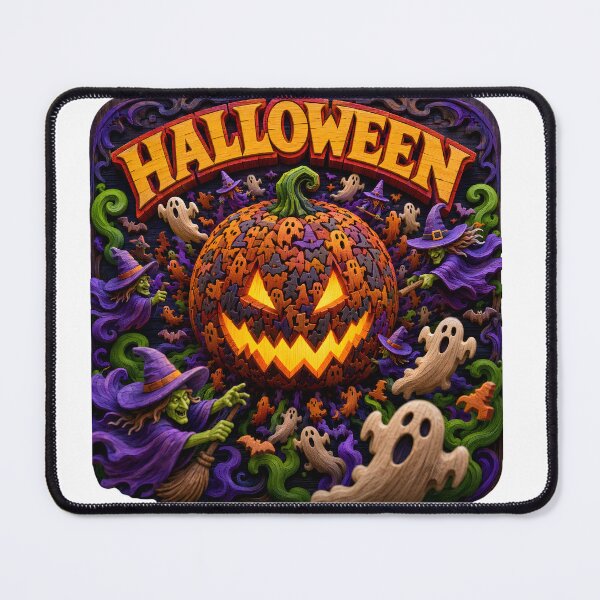 Item preview, Gothic Halloween Pumpkin Carving Art - 3D Jigsaw Witch Graphic designed and sold by VisualVerseLab.