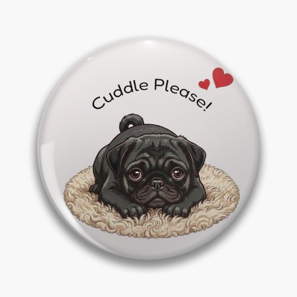 Item preview, Cute Black Pug Dog - Cuddle Please! Kawaii Puppy Illustration designed and sold by The-NOKU-Co.
