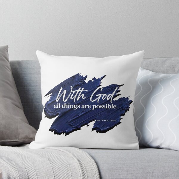 Item preview, With God All Things Are Possible Matthew 19:26 Blue Brush Stroke Christian Art designed and sold by Vibe-Vary.