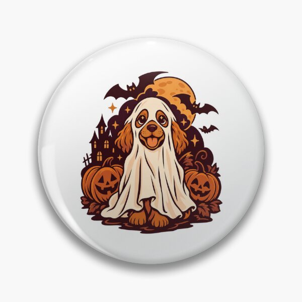 Item preview, Halloween Ghost Dog and Pumpkins  designed and sold by LuveraxArt.