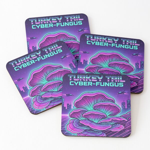 Item preview, Turkey Tail Cyber-Fungus Synthwave Retro Poster designed and sold by IriArt-Designs.