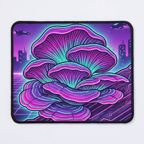 Item preview, Turkey Tail Cyber-Fungus Synthwave Retro Poster designed and sold by IriArt-Designs.