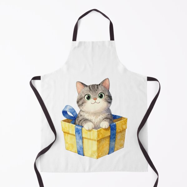 Item preview, cute watercolor kitten in a gift box illustration designed and sold by WildArtIT.