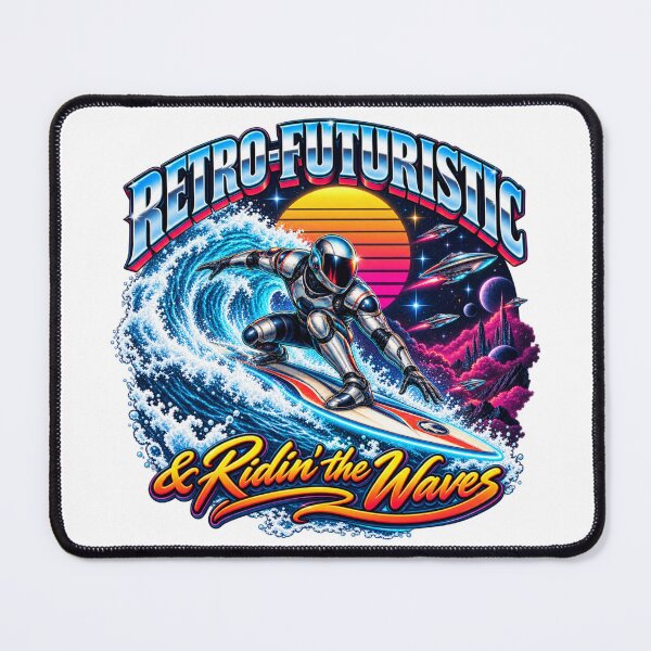 Item preview, Retro Futuristic Space Surfer Waves designed and sold by Dresut.