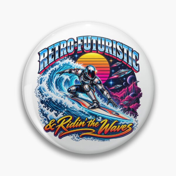 Item preview, Retro Futuristic Space Surfer Waves designed and sold by Dresut.